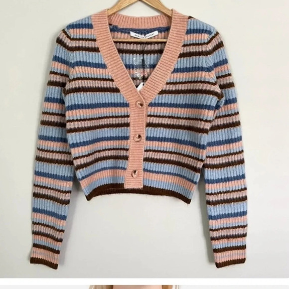 English Factory Knit Striped Cropped Cardigan - Picture 5 of 6